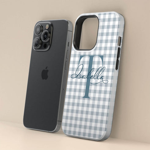 Custom Gingham Name & Initials iPhone Case